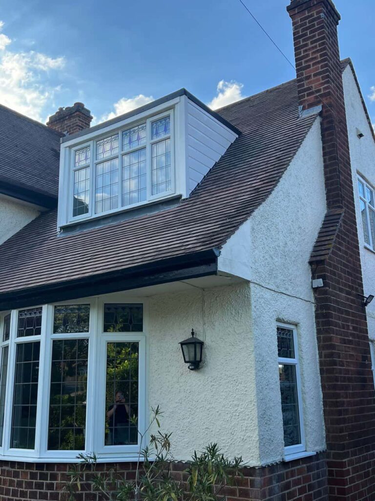 This is a photo of a dormer window which has just had some repairs carried out where the roof and the dormer meet. Works carried out by Dartford Roofing Repairs